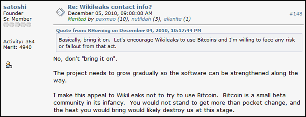 Satoshi’s level-headed guidance allowed the early Bitcoin community stay the course